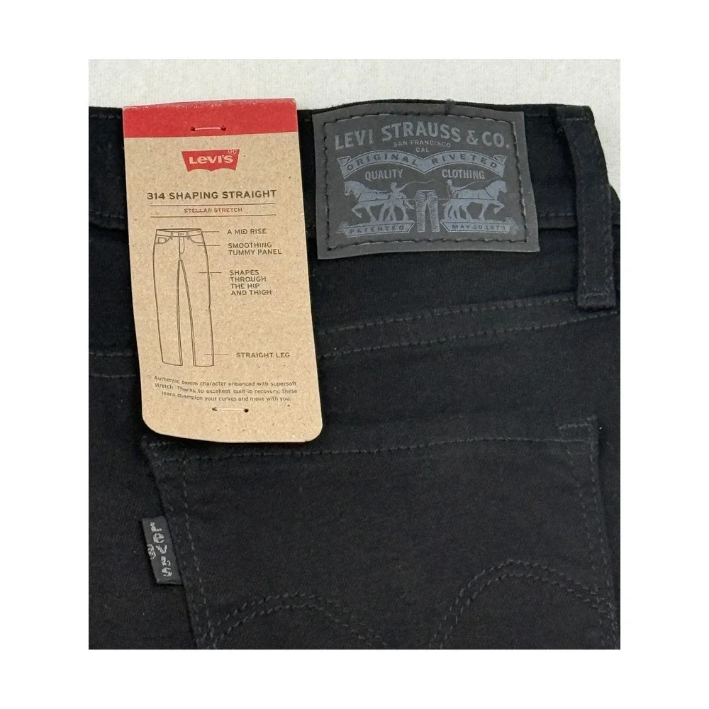 Levis 314 Shaping Straight Jeans Womens 27x32 Black Mid Rise Stellar Stretch
